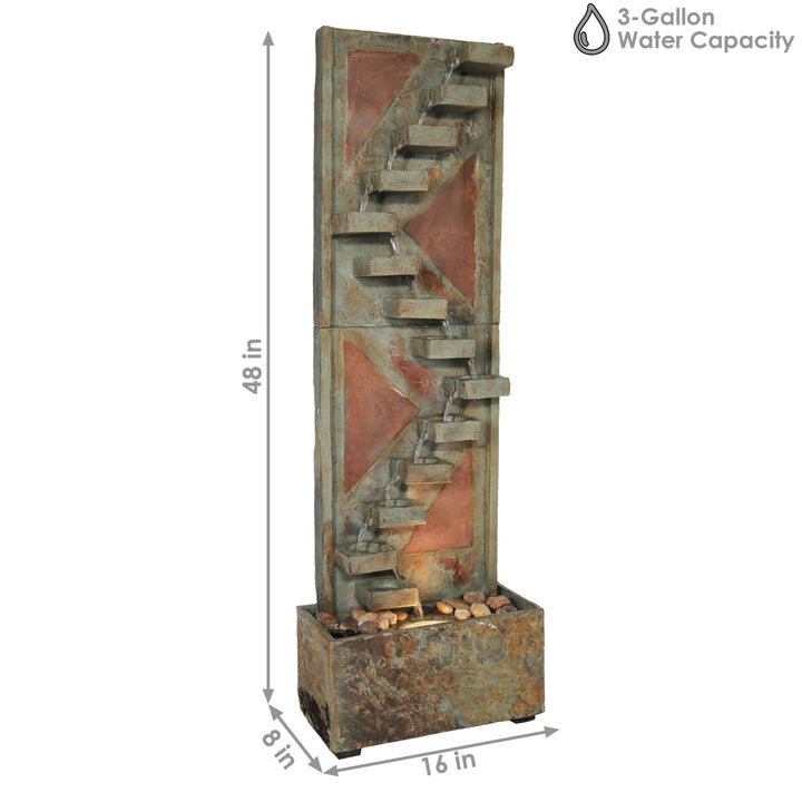 Sunnydaze Copper/Slate Staircase Water Fountain with LED Lights - 48 in Image 3