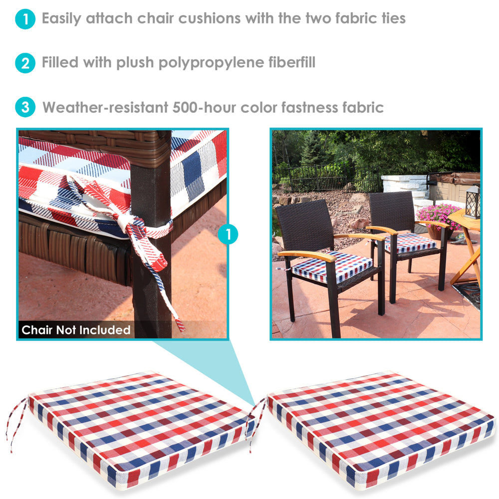 Sunnydaze Outdoor Square Seat Cushion - 17 in - Americano - Set of 2 Image 2