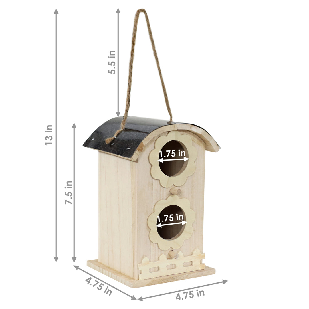 Sunnydaze 2-Level Wooden Bungalow Hanging Birdhouse - 7 in Image 3