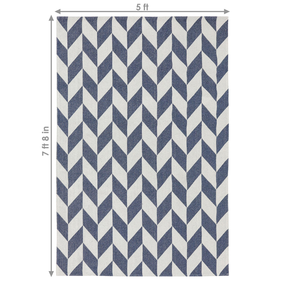 Sunnydaze Geometric Affinity Indoor Area Rug - Steel Blue - 5 ft x 7 ft Image 3