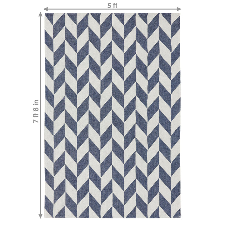 Sunnydaze Geometric Affinity Indoor Area Rug - Steel Blue - 5 ft x 7 ft Image 3