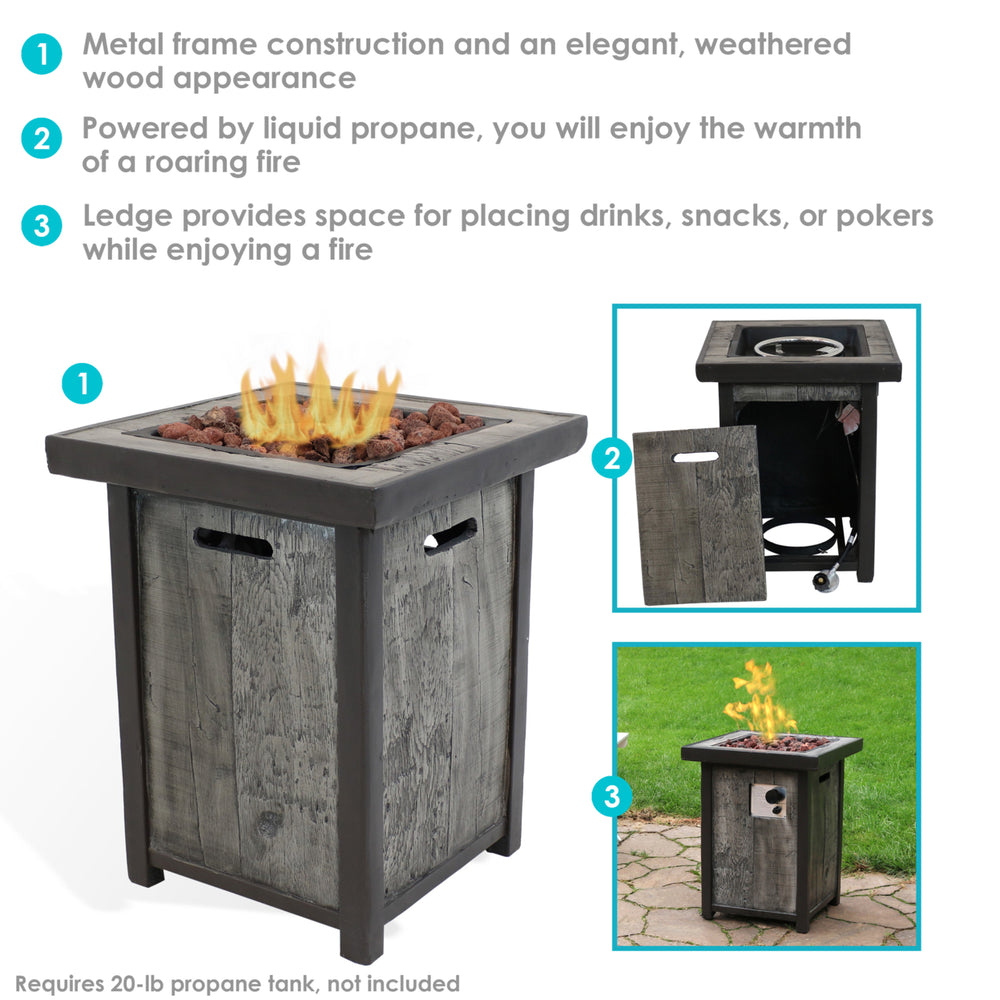 Sunnydaze 24 in Weathered Square Smokeless Propane Gas Fire Pit Table Image 2