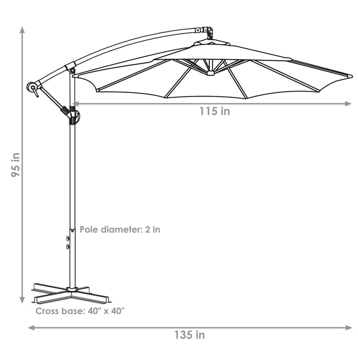 Sunnydaze 10 ft Cantilever Offset Steel Patio Umbrella with Crank - Brown Image 3