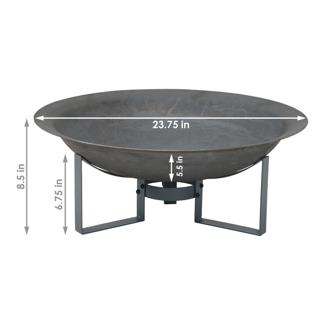 Sunnydaze 24 in Modern Cast Iron Fire Pit Bowl with Stand - Black Image 3