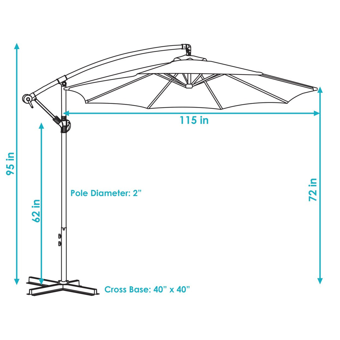 Sunnydaze 9.5 ft Cantilever Offset Patio Umbrella with Crank - Tangerine Image 3