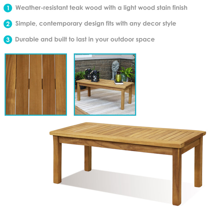 Sunnydaze 45.75 in Teak Wood Rectangular Patio Coffee Table Image 4