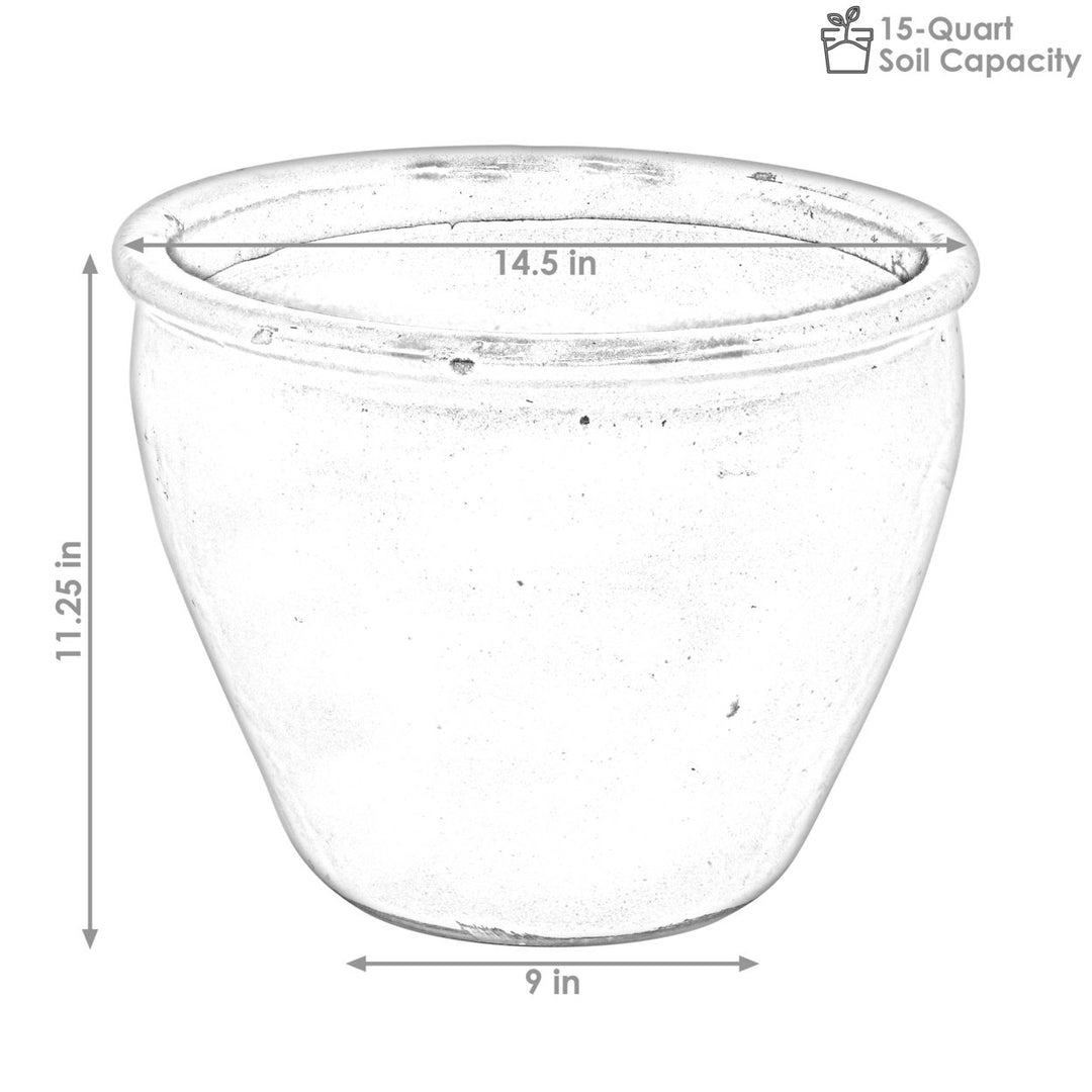 Sunnydaze 15 in Chalet High-Fired Glaze Ceramic Planter - Forest Lake Green Image 3