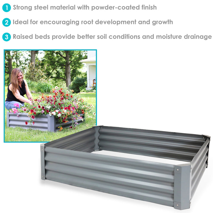 Sunnydaze Powder-Coated Steel Rectangle Raised Garden Bed - Gray - 47 in Image 2