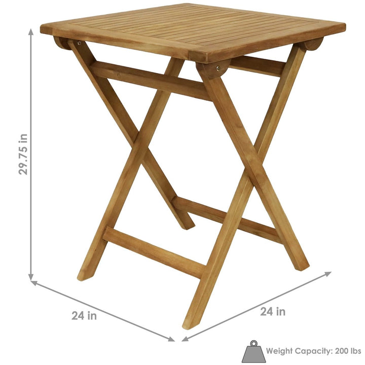 Sunnydaze 24 in Casual Solid Teak Wood Square Patio Dining Image 3