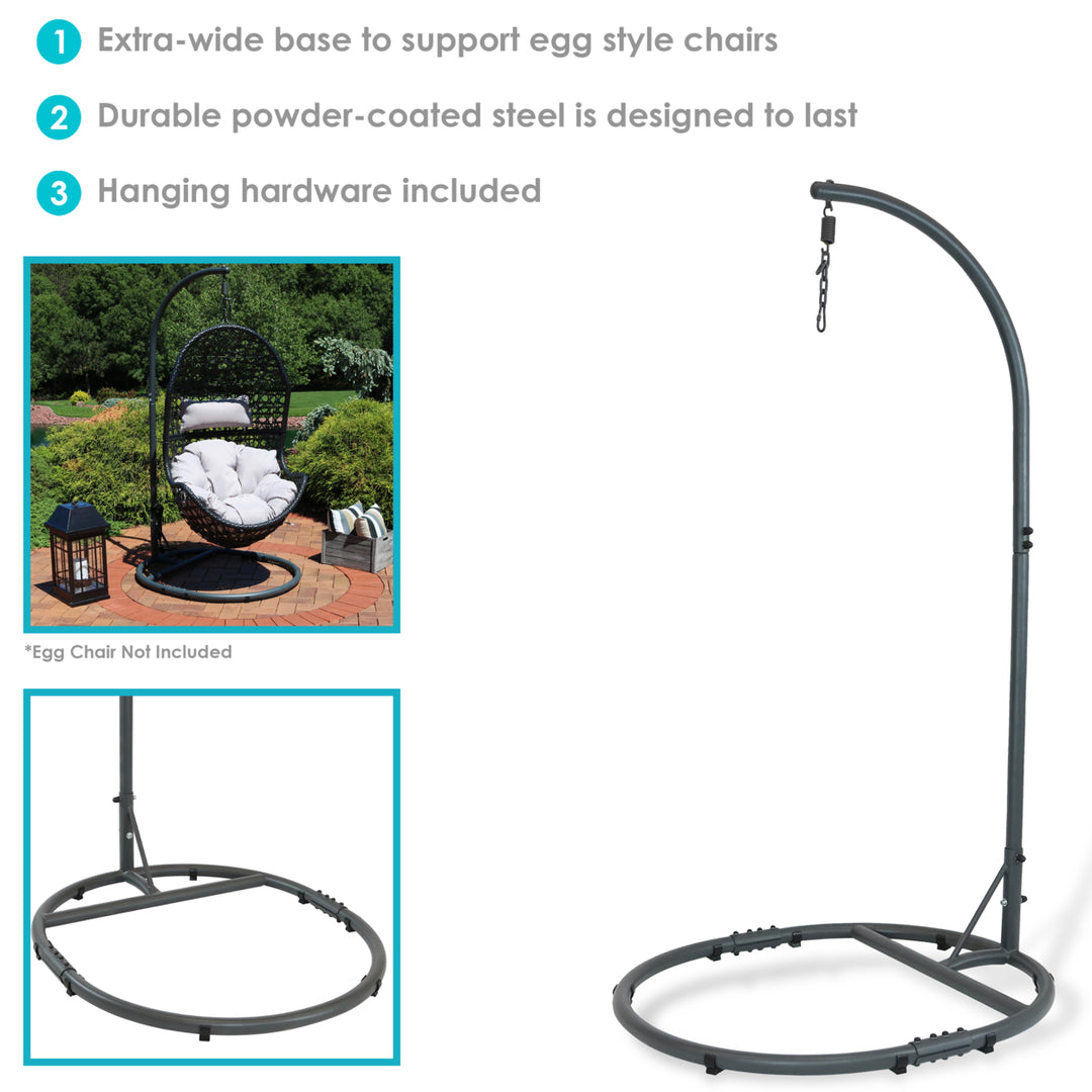 Rounded Base Powder-Coated Steel Egg Chair Stand - 76 in by Sunnydaze Image 4