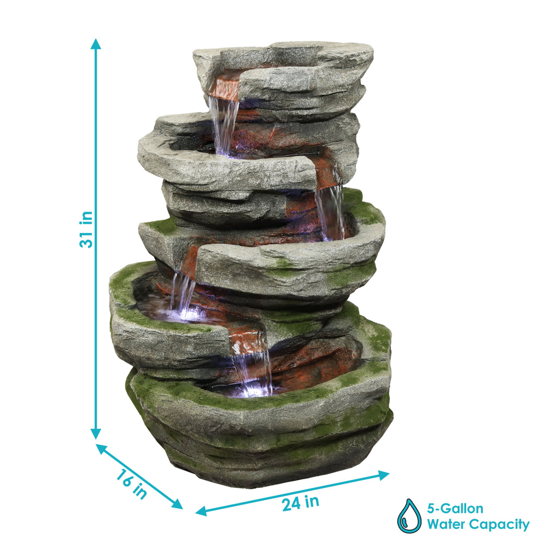 Sunnydaze Lighted Cobblestone Waterfall Fountain with LED Lights - 31 in Image 3