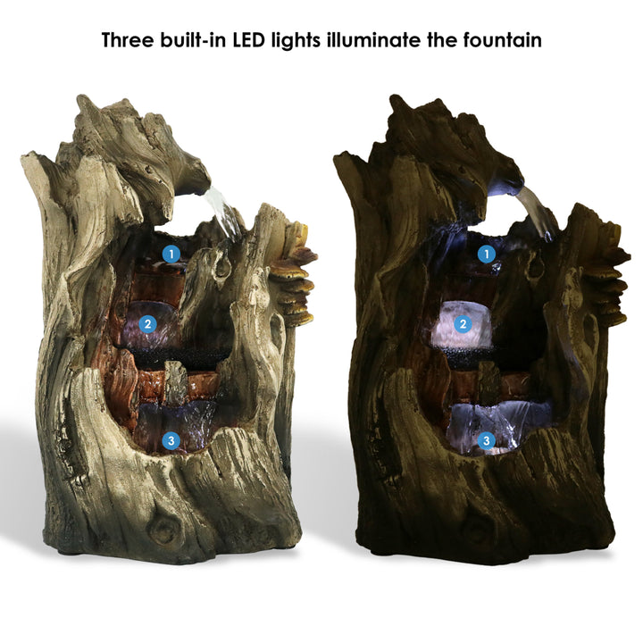 Sunnydaze Cascading Caves Polyresin Indoor Water Fountain with LED - 14 in Image 3