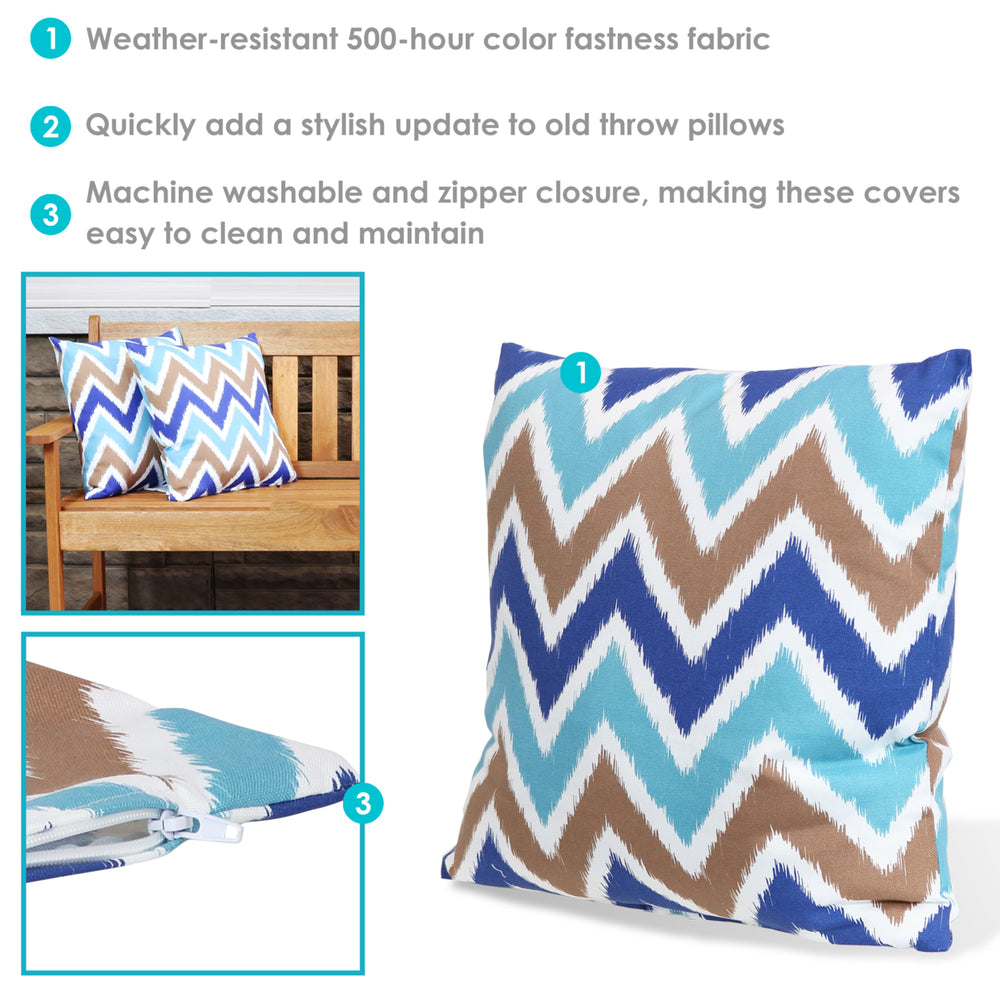 Sunnydaze Square Throw Pillow Cover - 17 in - Chevron Bliss - Set of 2 Image 2