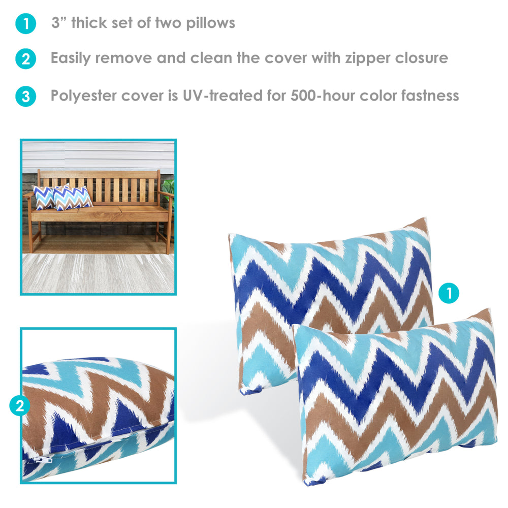 Sunnydaze Lumbar Throw Pillow Cover - 20 in - Chevron Bliss - Set of 2 Image 2