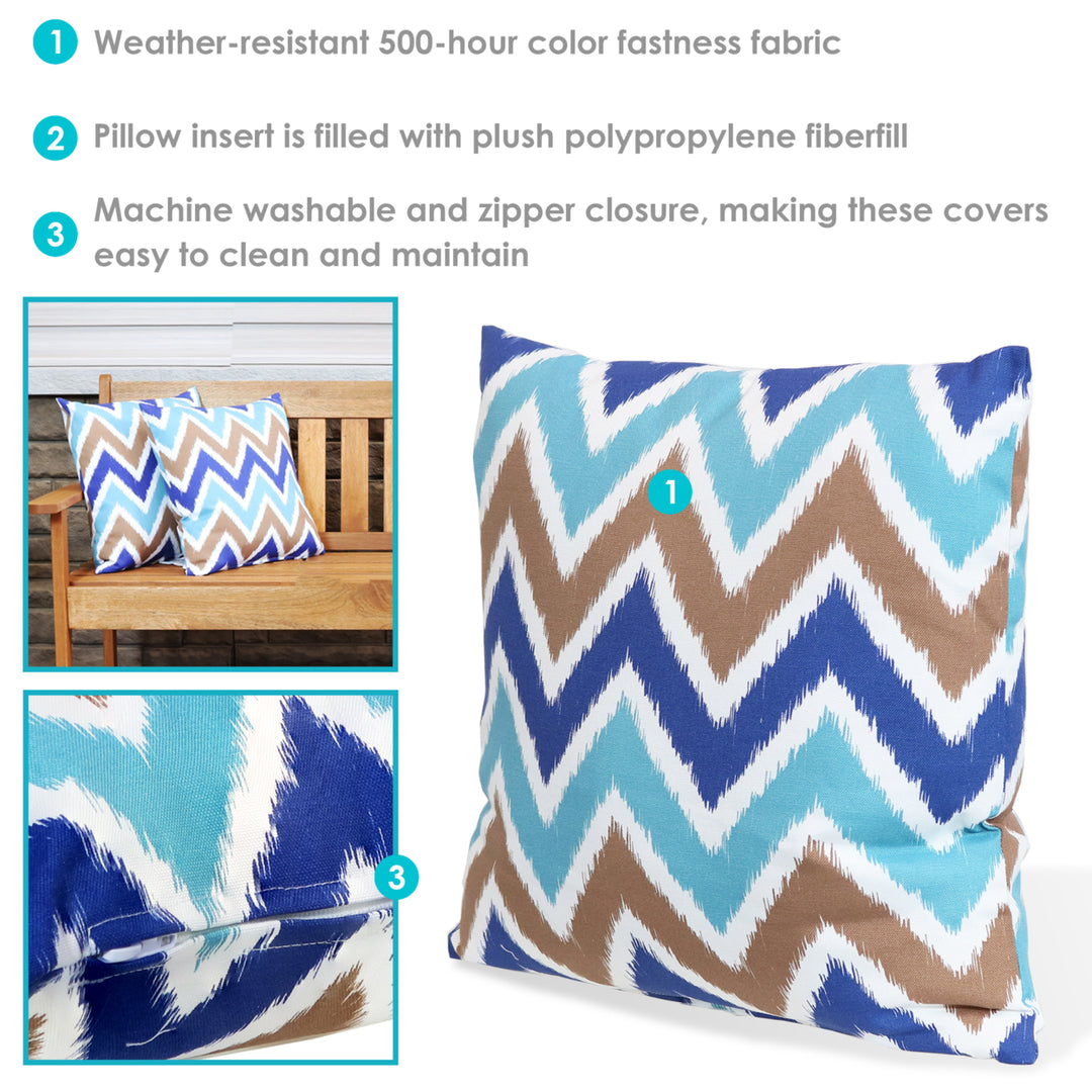 2 Pack Indoor Outdoor Throw Pillows Chevron Bliss Patio Backyard Porch 17x17 Image 4