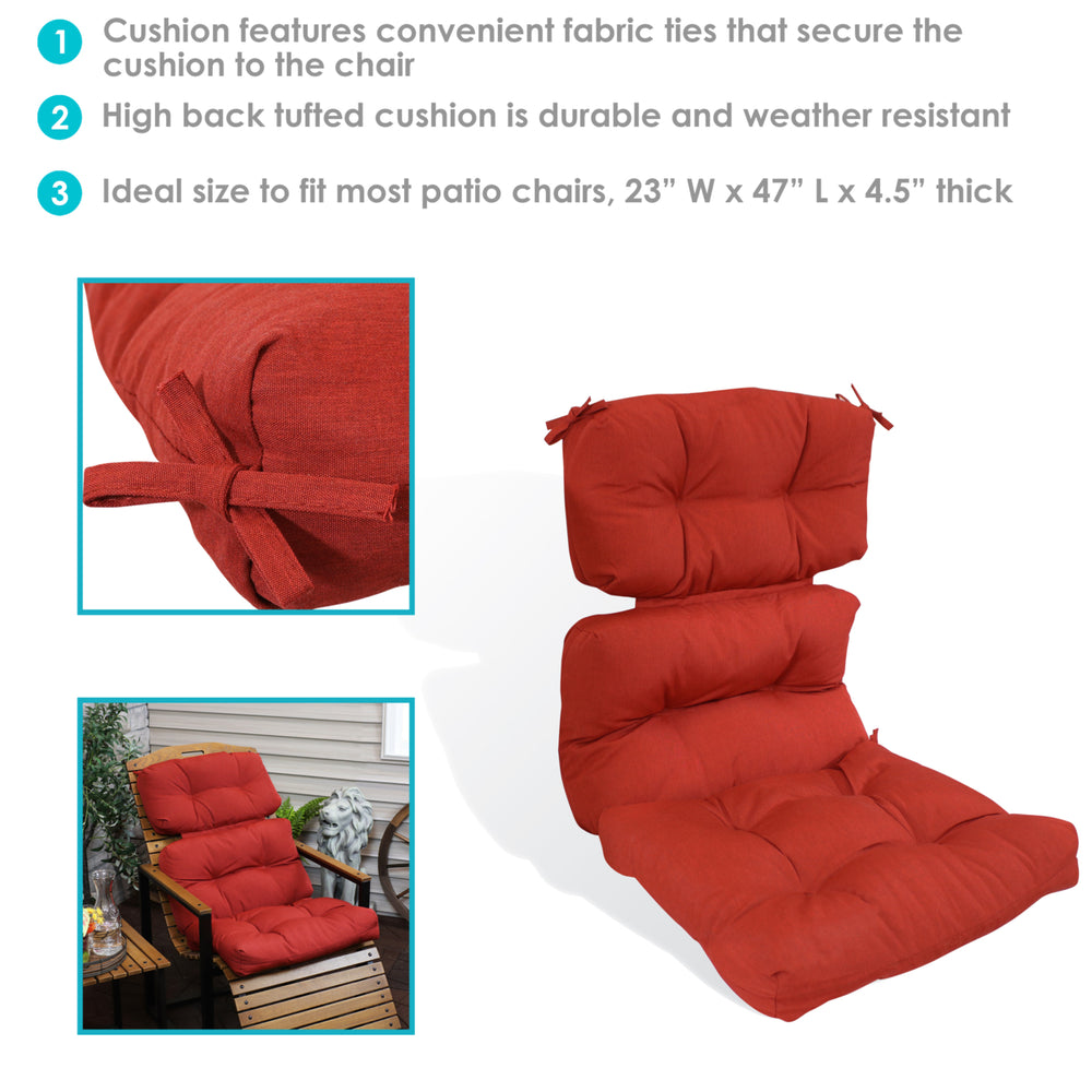 Sunnydaze Indoor/Outdoor Olefin Tufted High-Back Chair Cushion - Red Image 2