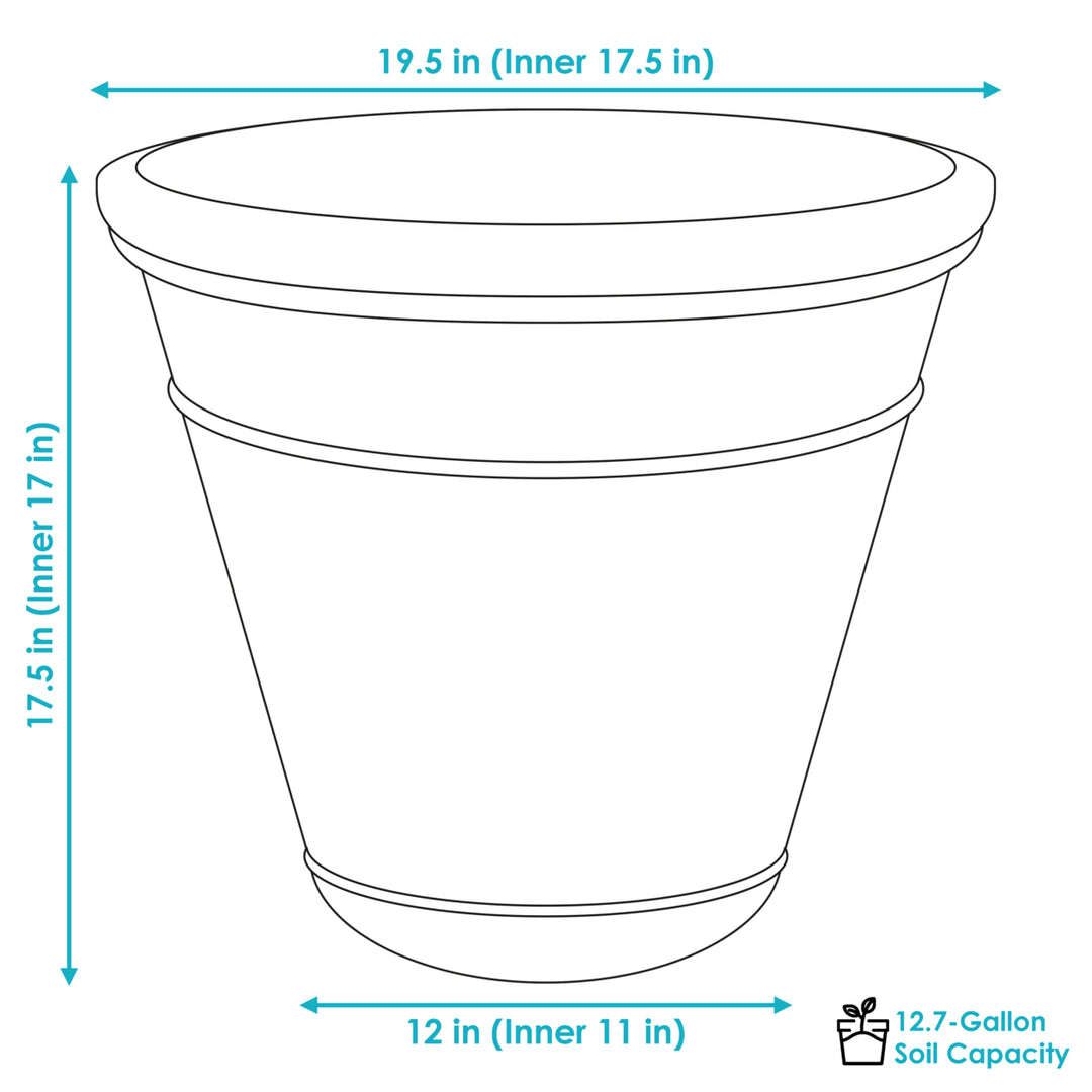 Sunnydaze 19.5 in Arabella Polyresin Outdoor Planter - Sable - Set of 4 Image 3