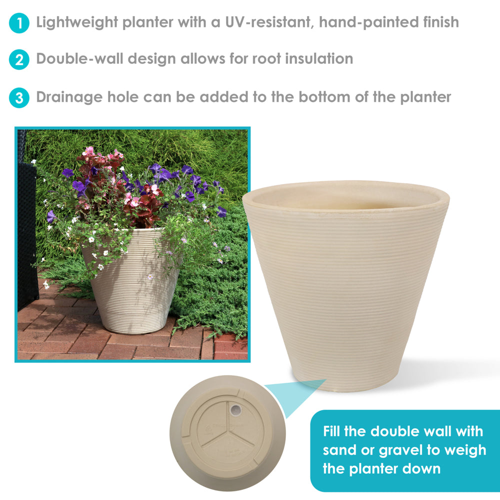 Sunnydaze 16 in Walter Polyresin Planter with UV-Resistance - Beige Image 2