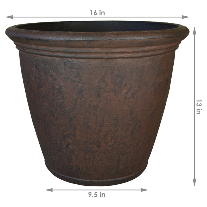 Sunnydaze 15.25 in Anjelica Unbreakable Polyresin Planter - Rust - Set of 4 Image 3