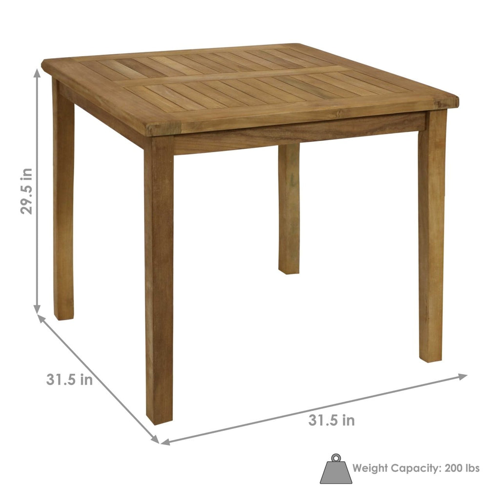 Sunnydaze 31.5 in Solid Teak Square Patio Dining Image 2