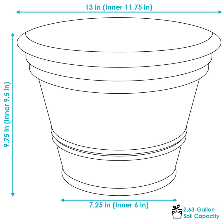 Sunnydaze 13 in Laurel Dual-Wall Polyresin Planter - Rust Image 3