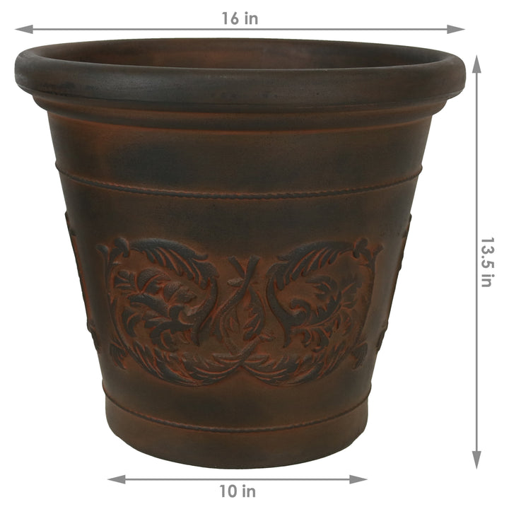 Sunnydaze 16 in Arabella Polyresin Planter with UV-Resistance - Rust Image 3