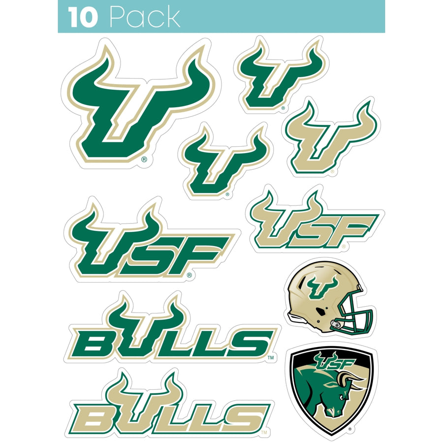 South Florida Bulls 10-Pack, 4 inches in size on one of its sides NCAA Durable School Spirit Vinyl Decal Sticker Image 1