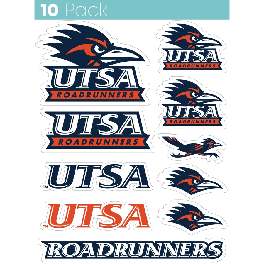 UTSA Road Runners 10-Pack, 4 inches in size on one of its sides NCAA Durable School Spirit Vinyl Decal Sticker Image 1