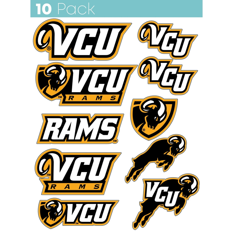 Virginia Commonwealth 10-Pack, 4 inches in size on one of its sides NCAA Durable School Spirit Vinyl Decal Sticker Image 1