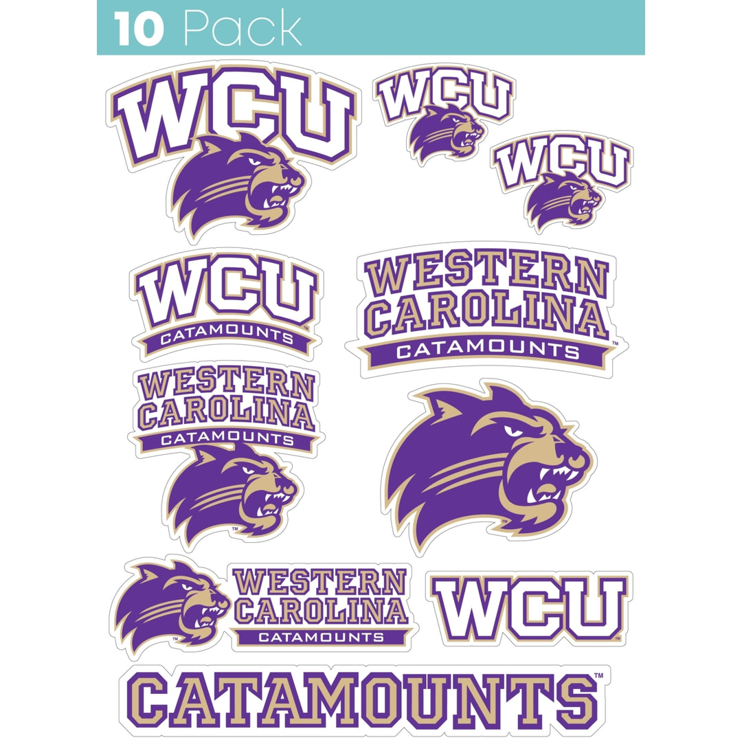 Western Carolina University 10-Pack, 4 inches in size on one of its sides NCAA Durable School Spirit Vinyl Decal Sticker Image 1