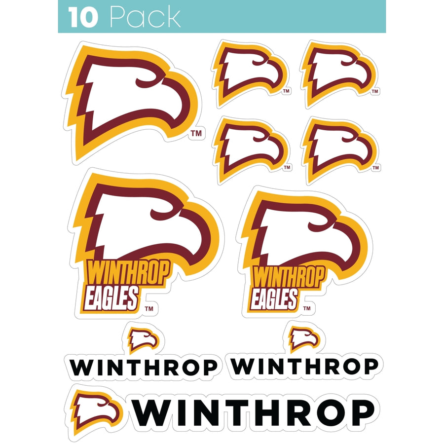 Winthrop University 10-Pack, 4 inches in size on one of its sides NCAA Durable School Spirit Vinyl Decal Sticker Image 1