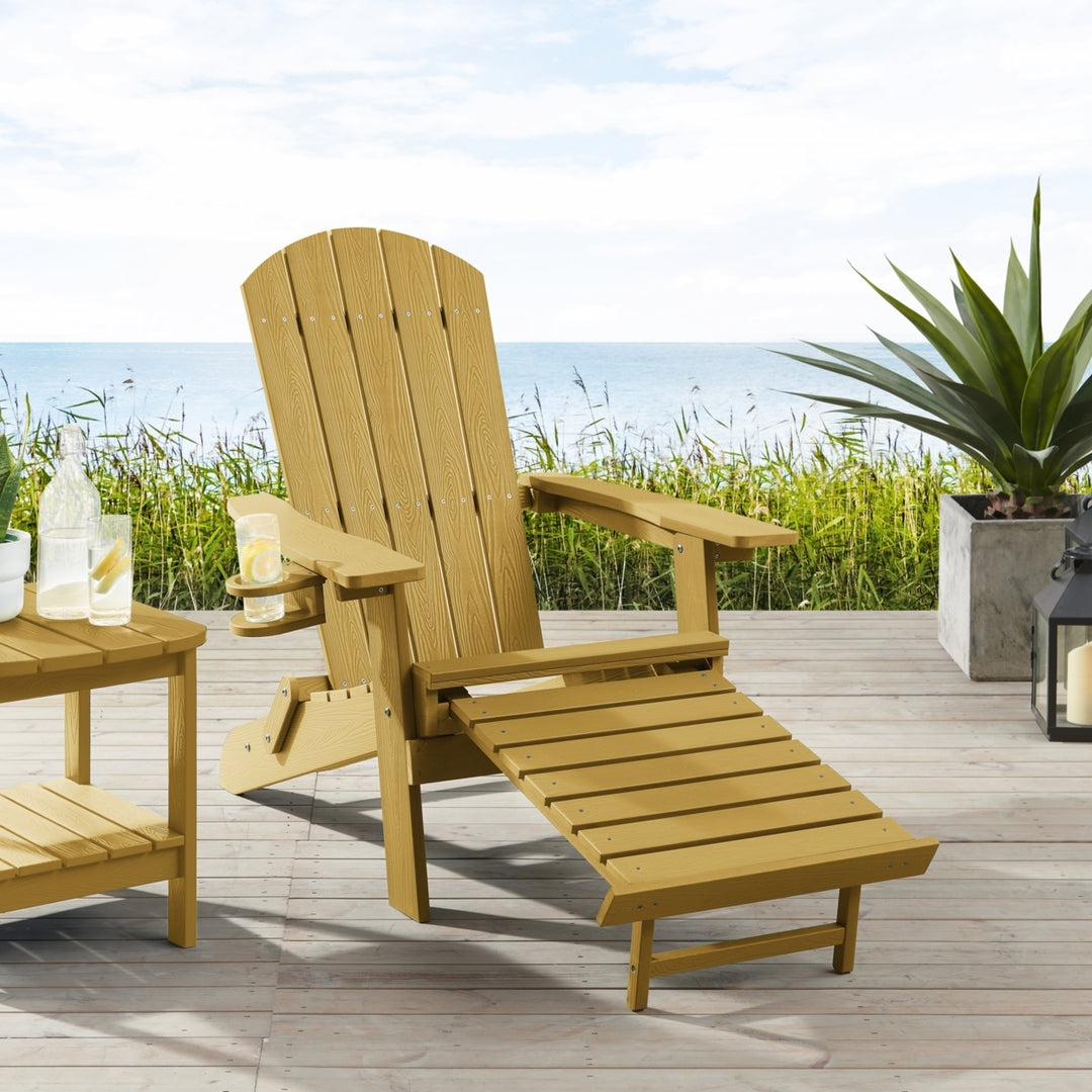 Rider Outdoor Adirondack Chair,Retractable/Pull-out Footrest, Cup Holder Image 1