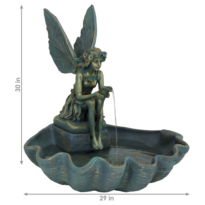 Sunnydaze Fiberglas Bronze Fairy Shell Outdoor Water Fountain - 30 in Image 3