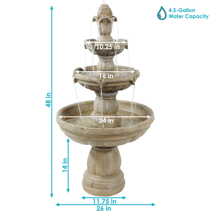 Sunnydaze Fiberglass Outdoor 3-Tier Water Fountain Image 3