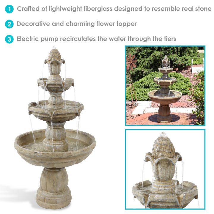 Sunnydaze Fiberglass Outdoor 3-Tier Water Fountain Image 4