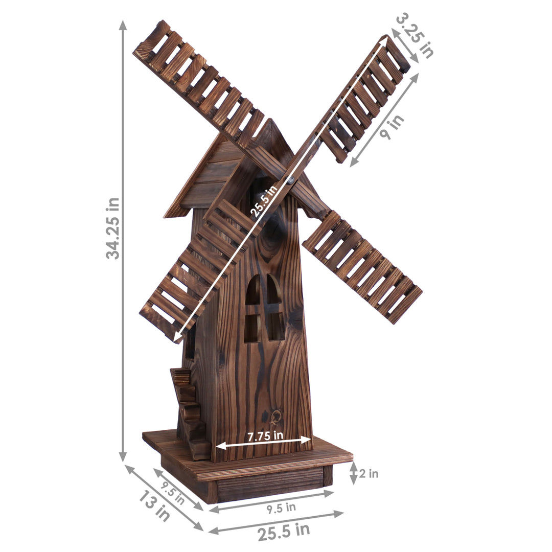 Sunnydaze Dutch Windmill Outdoor Decorative Wood Yard Art Statue - 39 in Image 3