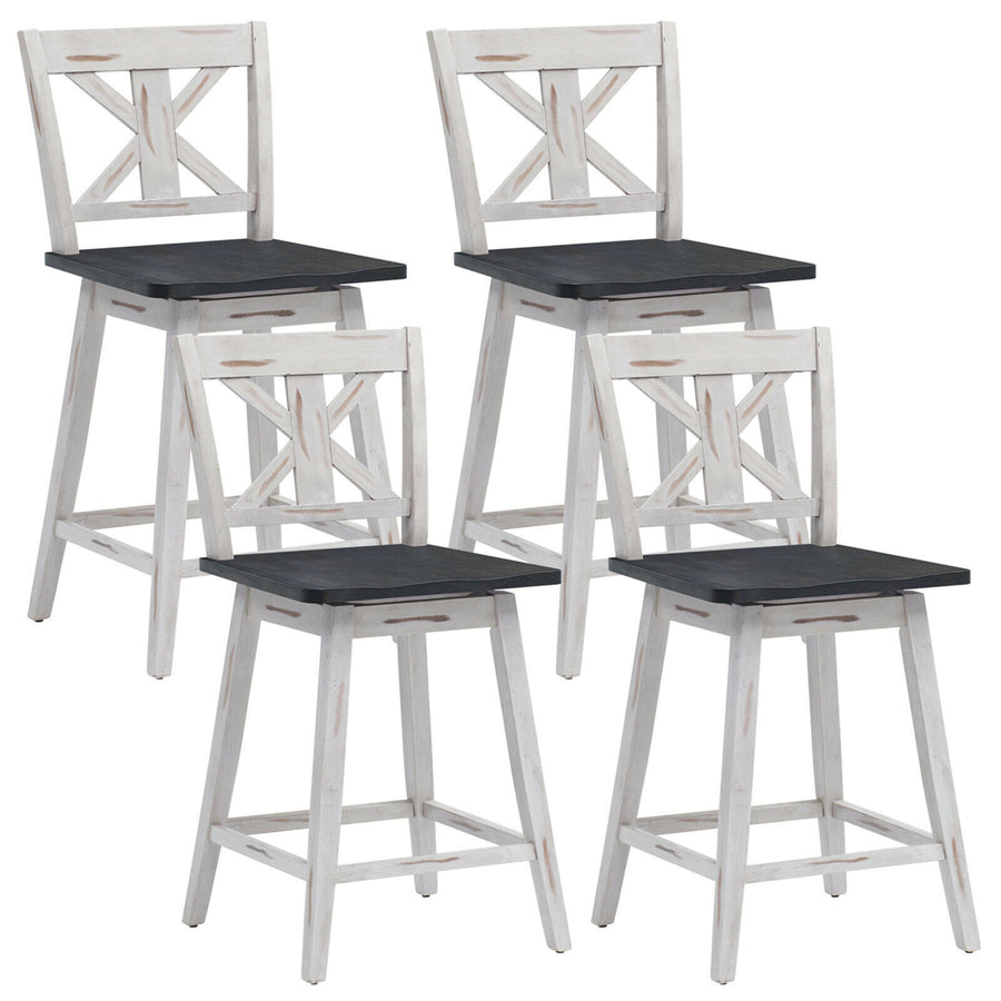 4PCS Swivel Bar Stools w/ Footrest Counter Height Chairs for Home Image 1