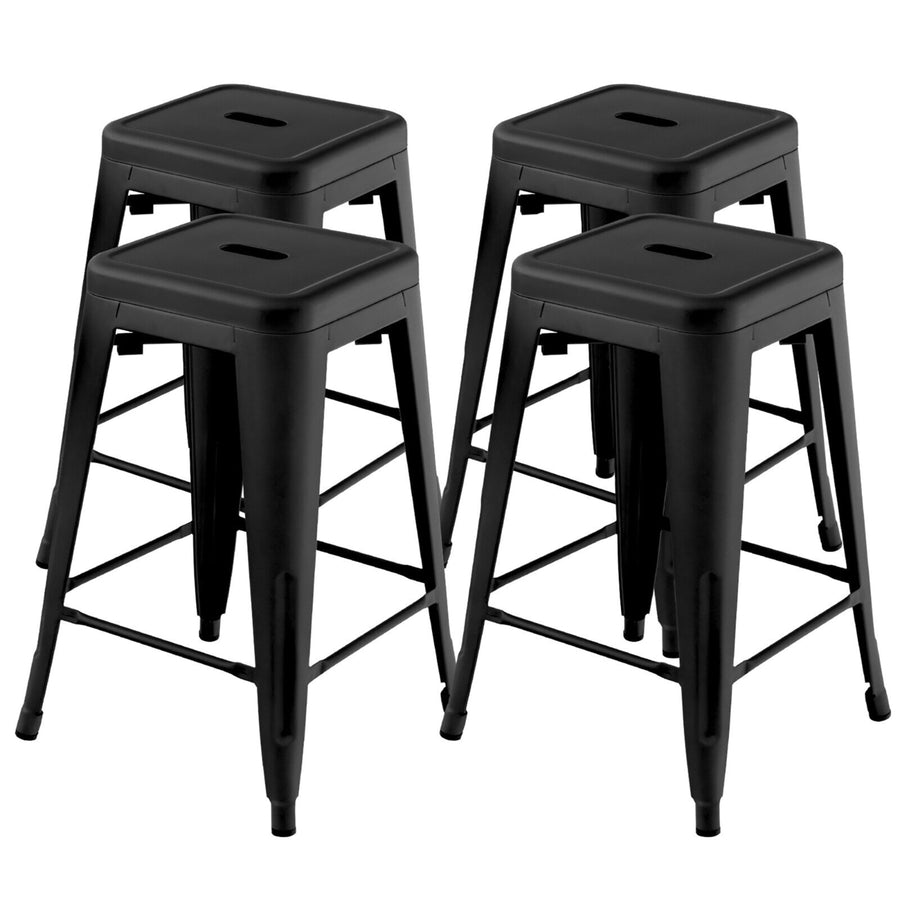 24 Set of 4 Barstool Counter Height Metal Bar Stool Stackable Chair Image 1