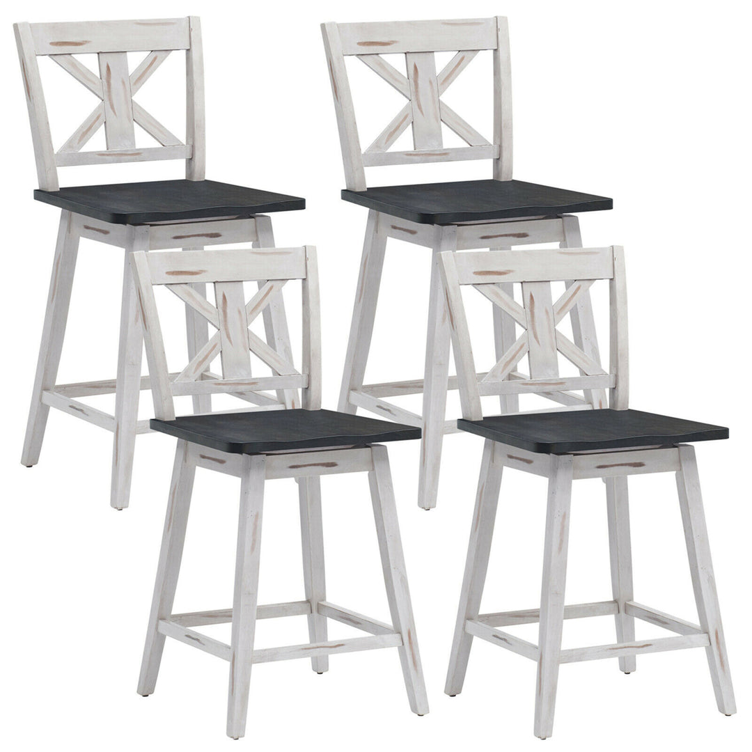 4PCS Swivel Bar Stools w/ Footrest Counter Height Chairs for Home Image 4