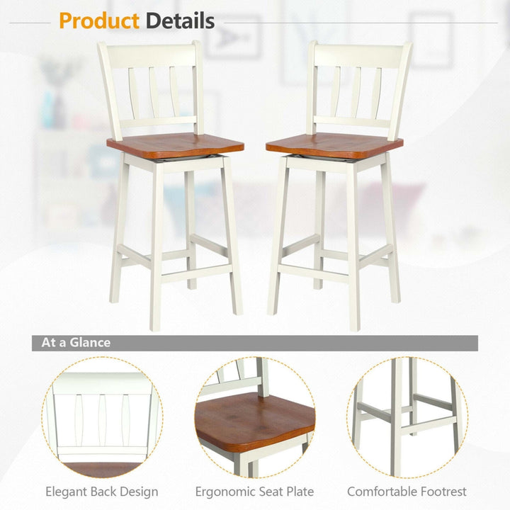 4PCS Bar Stool 24.5 Swivel Counter Height Chair w/ Footrest Image 3