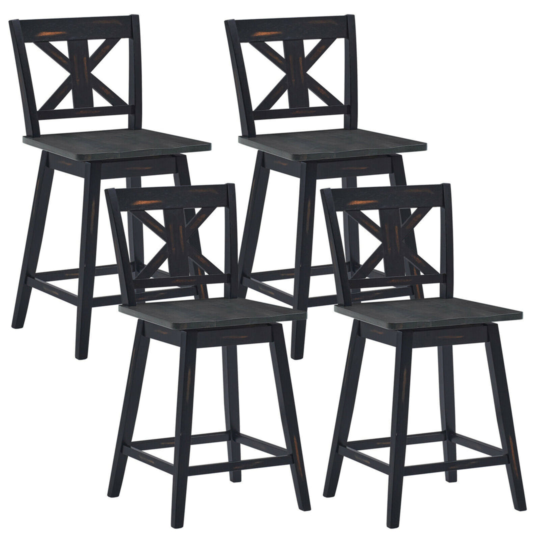 4PCS Swivel Bar Stools w/ Footrest Counter Height Chairs for Home Image 5