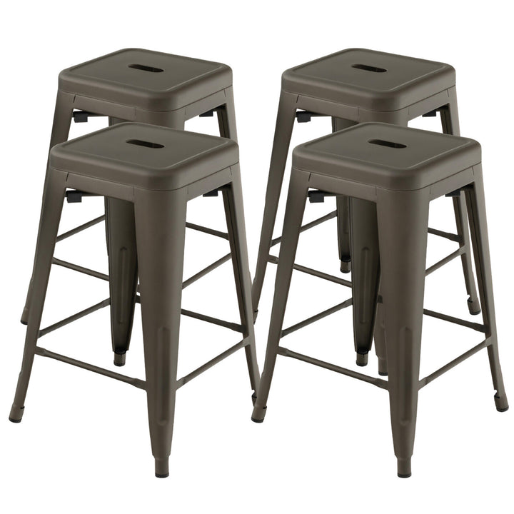 24 Set of 4 Barstool Counter Height Metal Bar Stool Stackable Chair Image 5