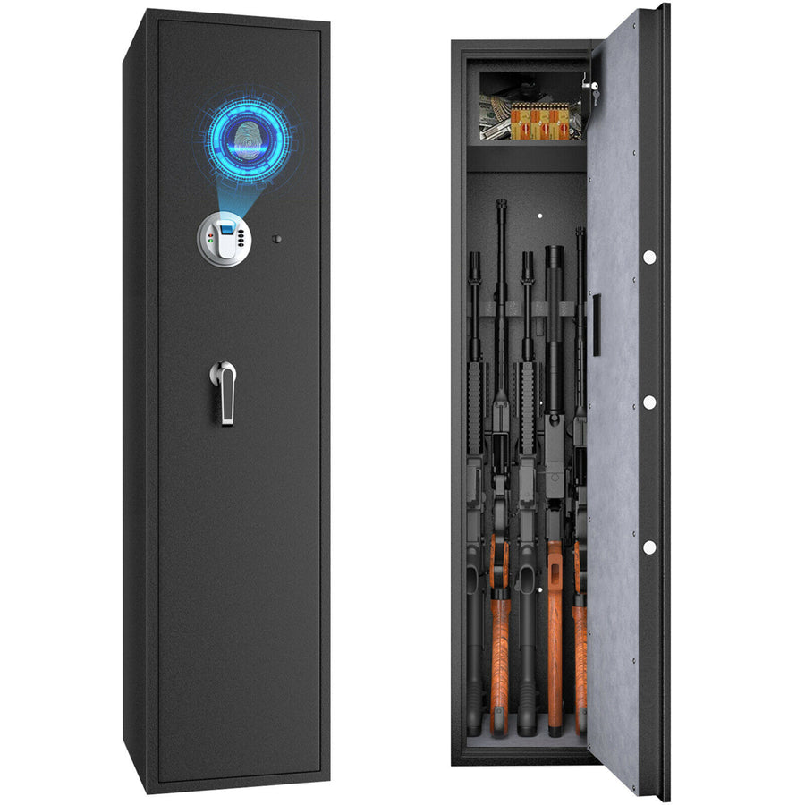 Biometric Fingerprint Rifle Safe Quick Access 5-Gun Cabinet w/ Lockbox Image 1