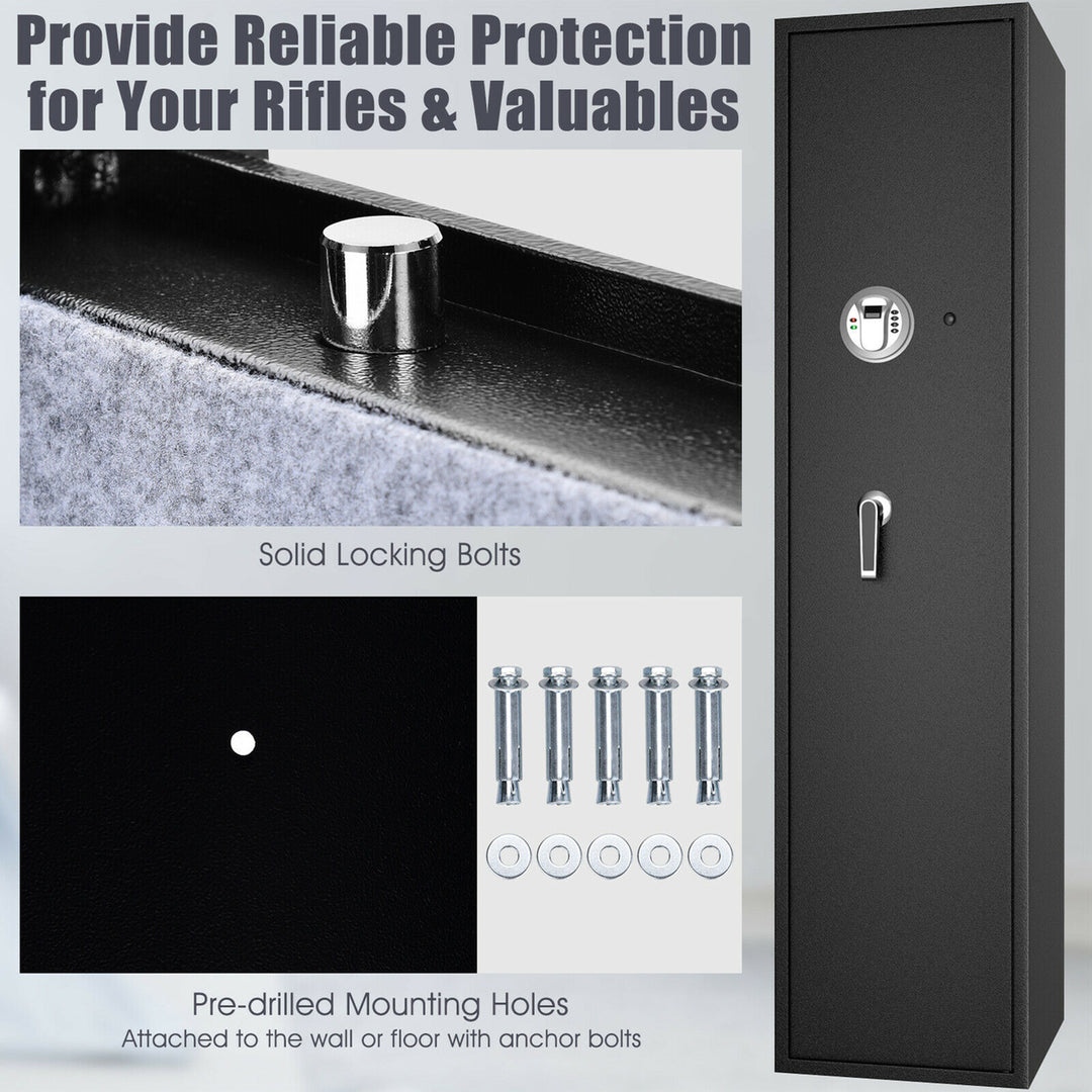 Biometric Fingerprint Rifle Safe Quick Access 5-Gun Cabinet w/ Lockbox Image 7