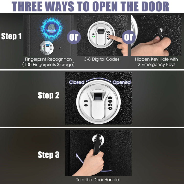 Biometric Fingerprint Rifle Safe Quick Access 5-Gun Cabinet w/ Lockbox Image 8