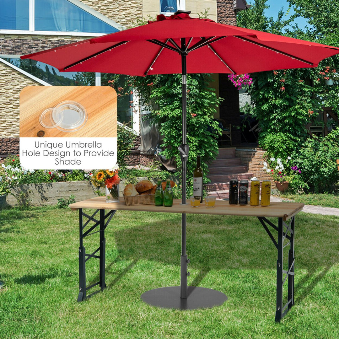 5.5 Ft Outdoor Folding Wood Picnic Table Height Adjustable Metal Frame Image 4