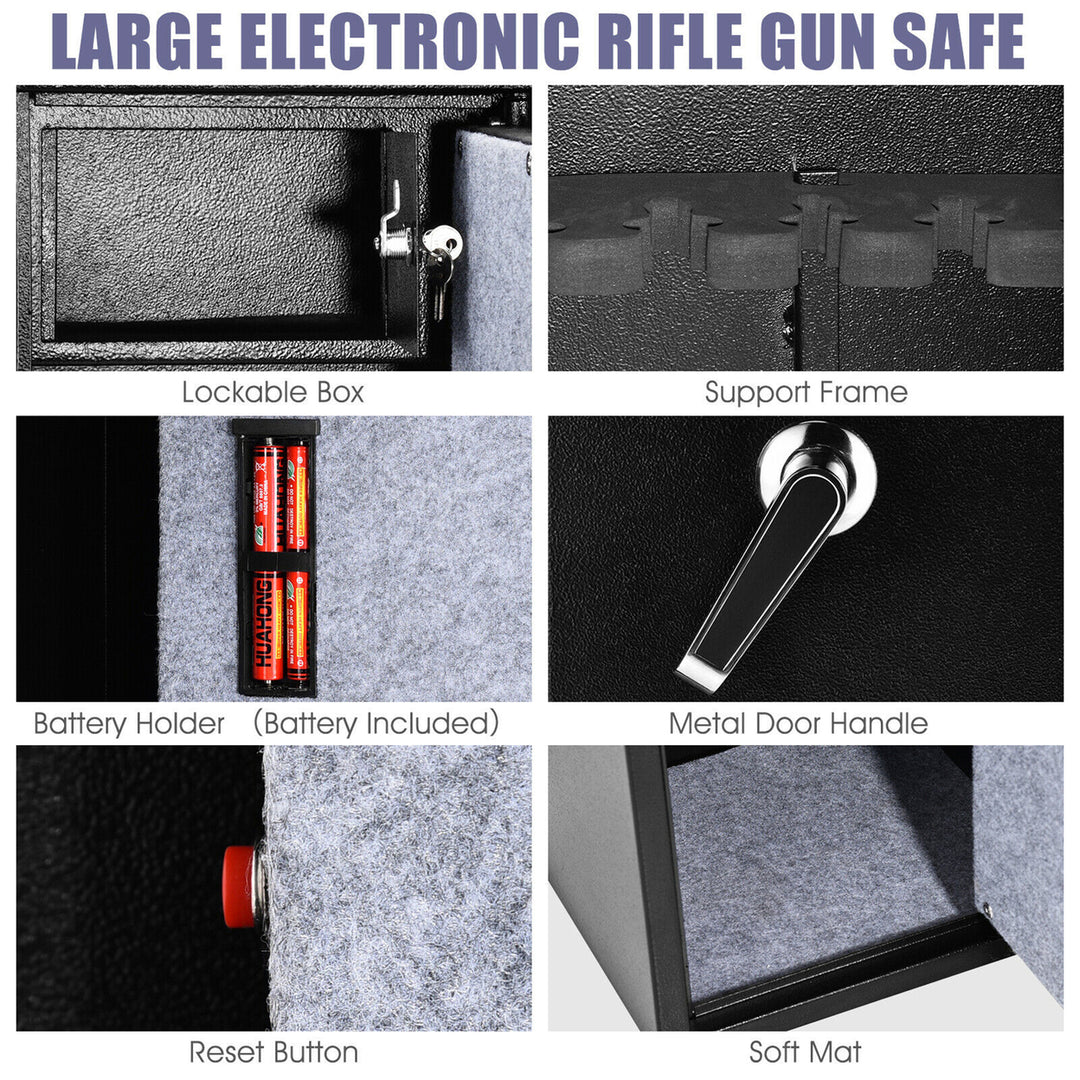 Biometric Fingerprint Rifle Safe Quick Access 5-Gun Cabinet w/ Lockbox Image 9