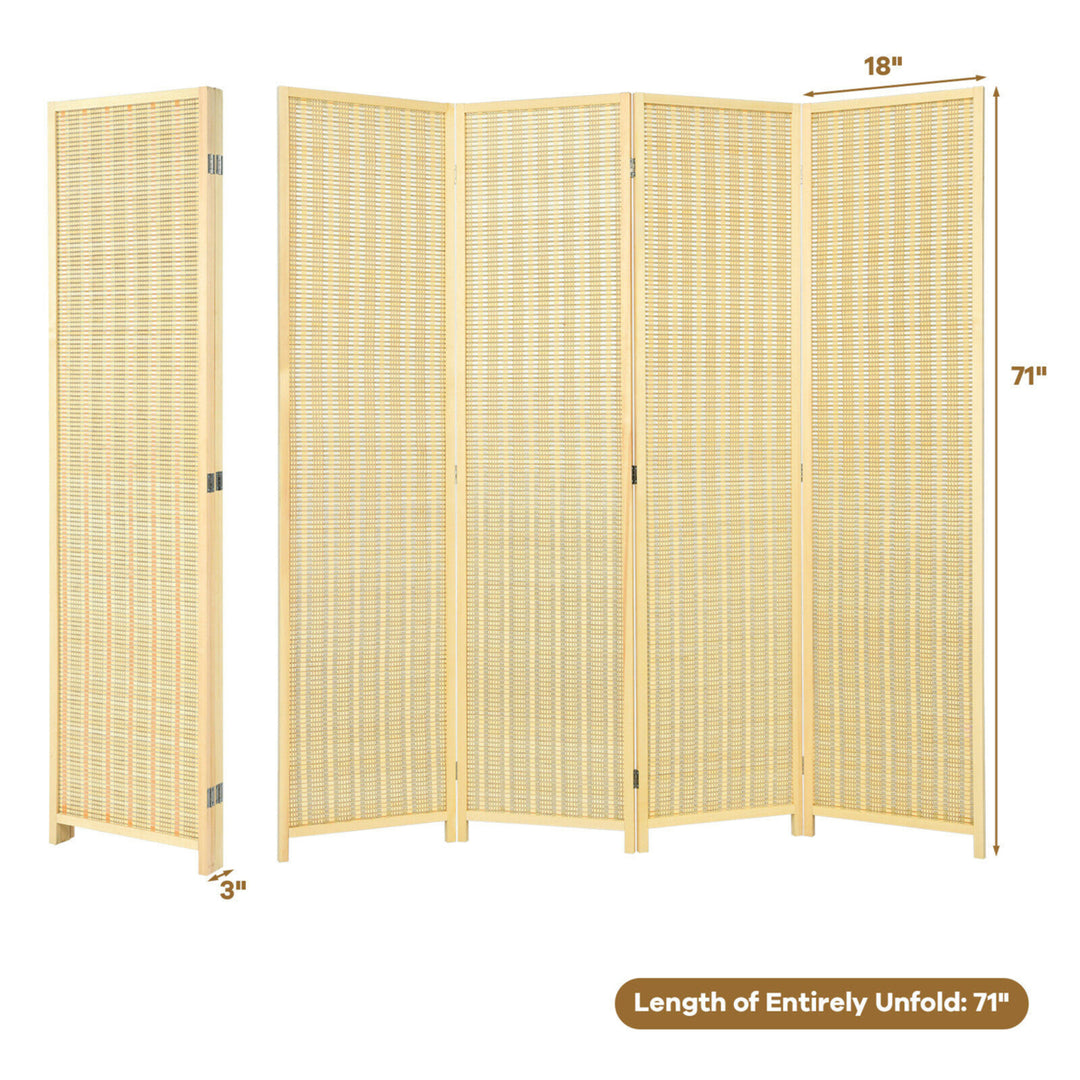 4 Panel Room Divider Screen Portable Folding 6 ft Partition Screen Image 2