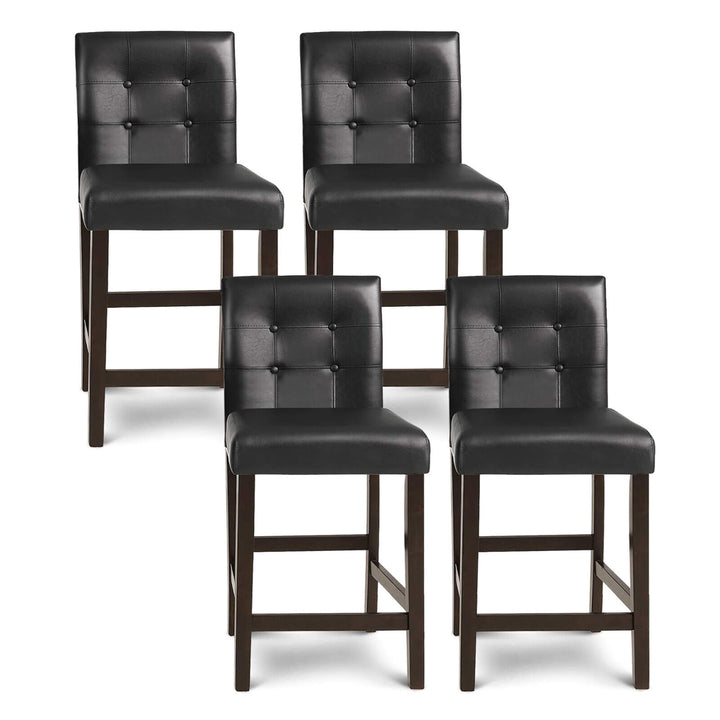 Set of 4 Bar Stools 25inch Counter Height Barstool Pub Chair Rubber Wood Black Image 1