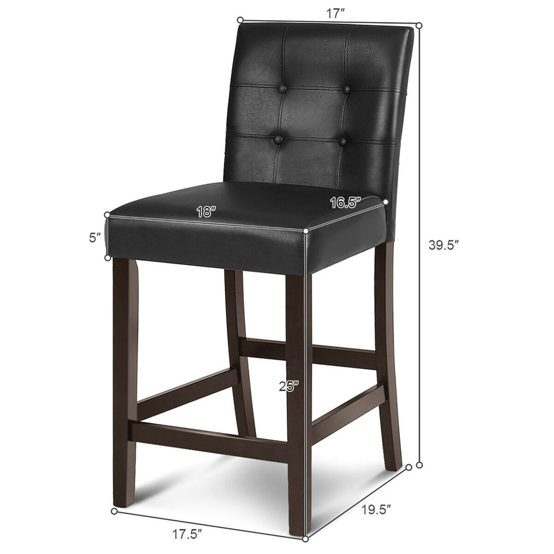 Set of 4 Bar Stools 25inch Counter Height Barstool Pub Chair Rubber Wood Black Image 2